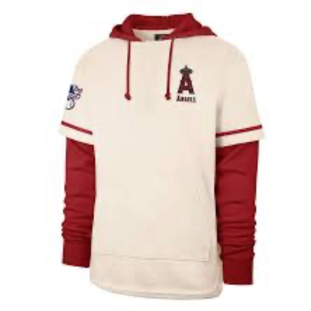 NWOT- Mens Los Angeles Angels Baseball XXL Sweatshirt Hoodie red/cream Two Tone
